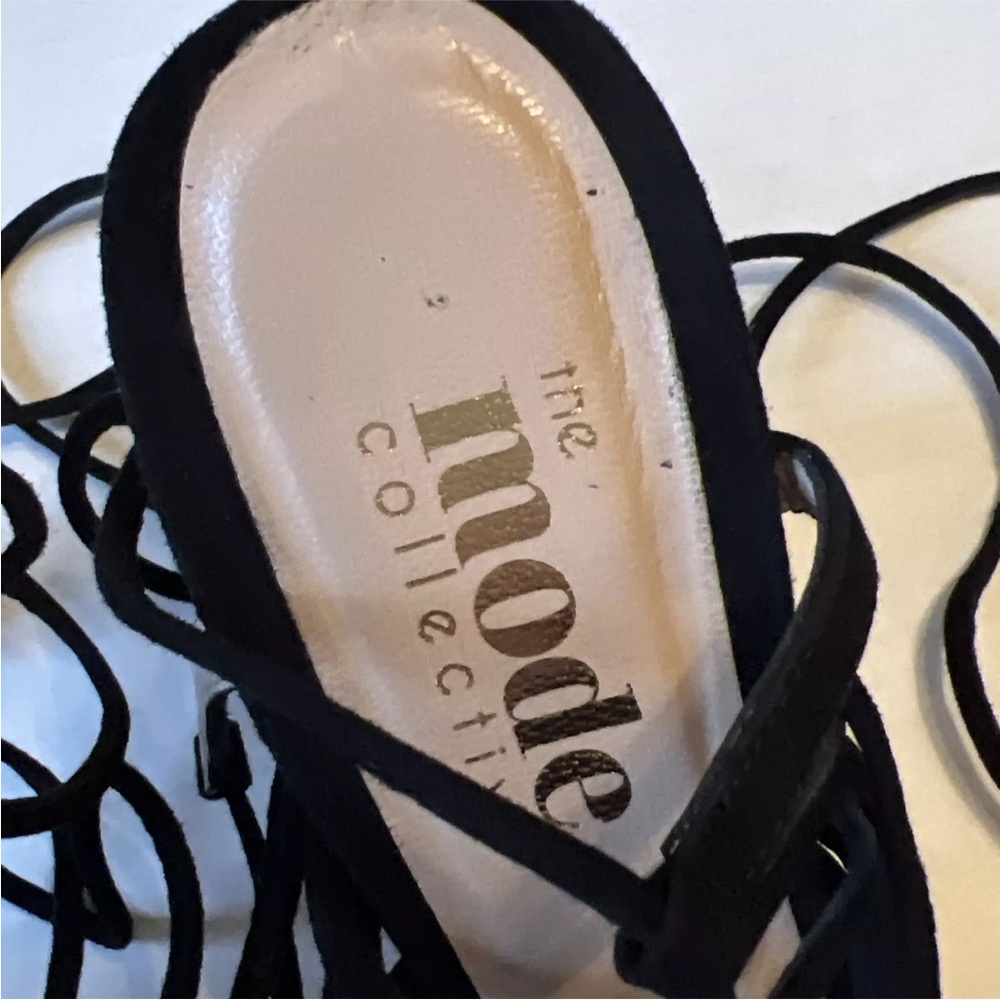 The Mode Collective Sz 38 Black 4”Heels Leather Sandals Made In Spain - Picture 4 of 11